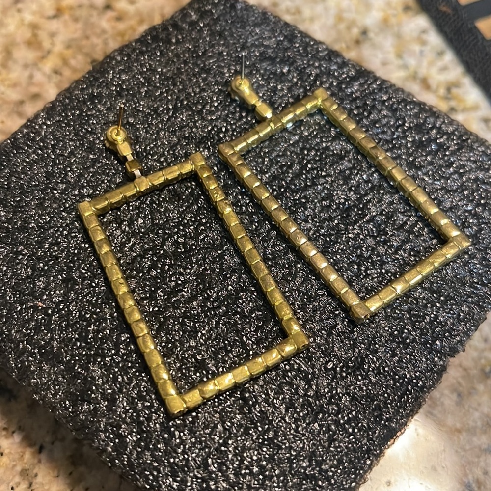 Pave Stone Rectangular Earrings - image 2